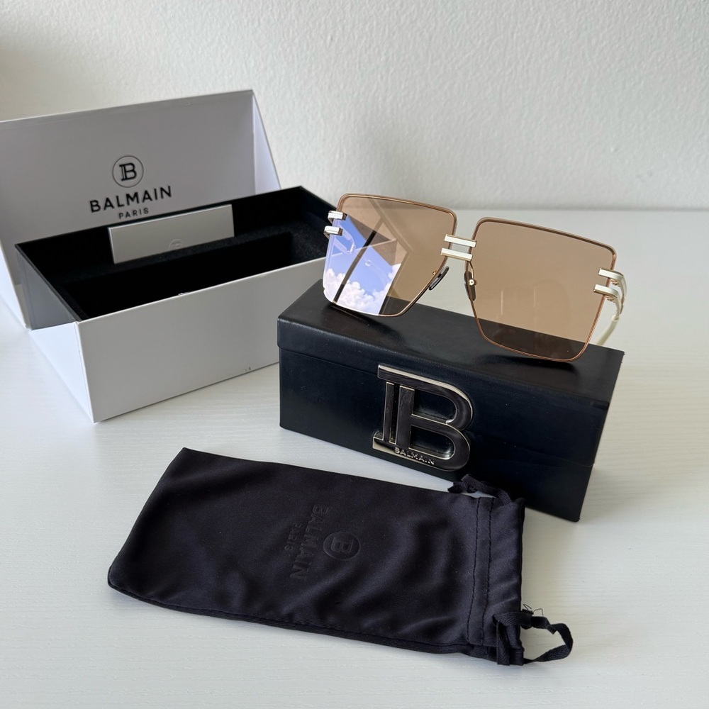New! Balmain Sunglasses, Gendarme, BPS-109C, GLD-BNE, Titanium, Authentic